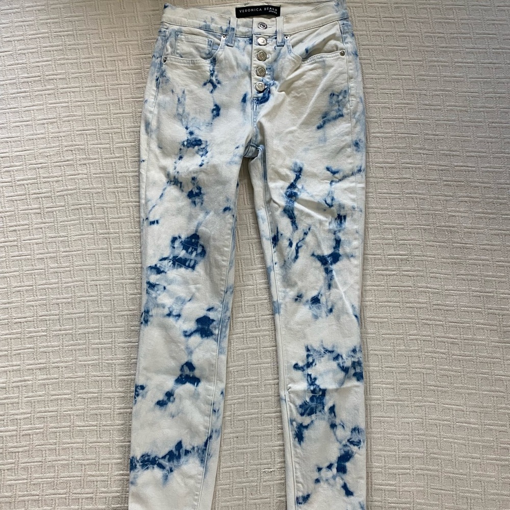 Veronica Beard Debbie tie dye funky hippie high rise denim jeans size 2